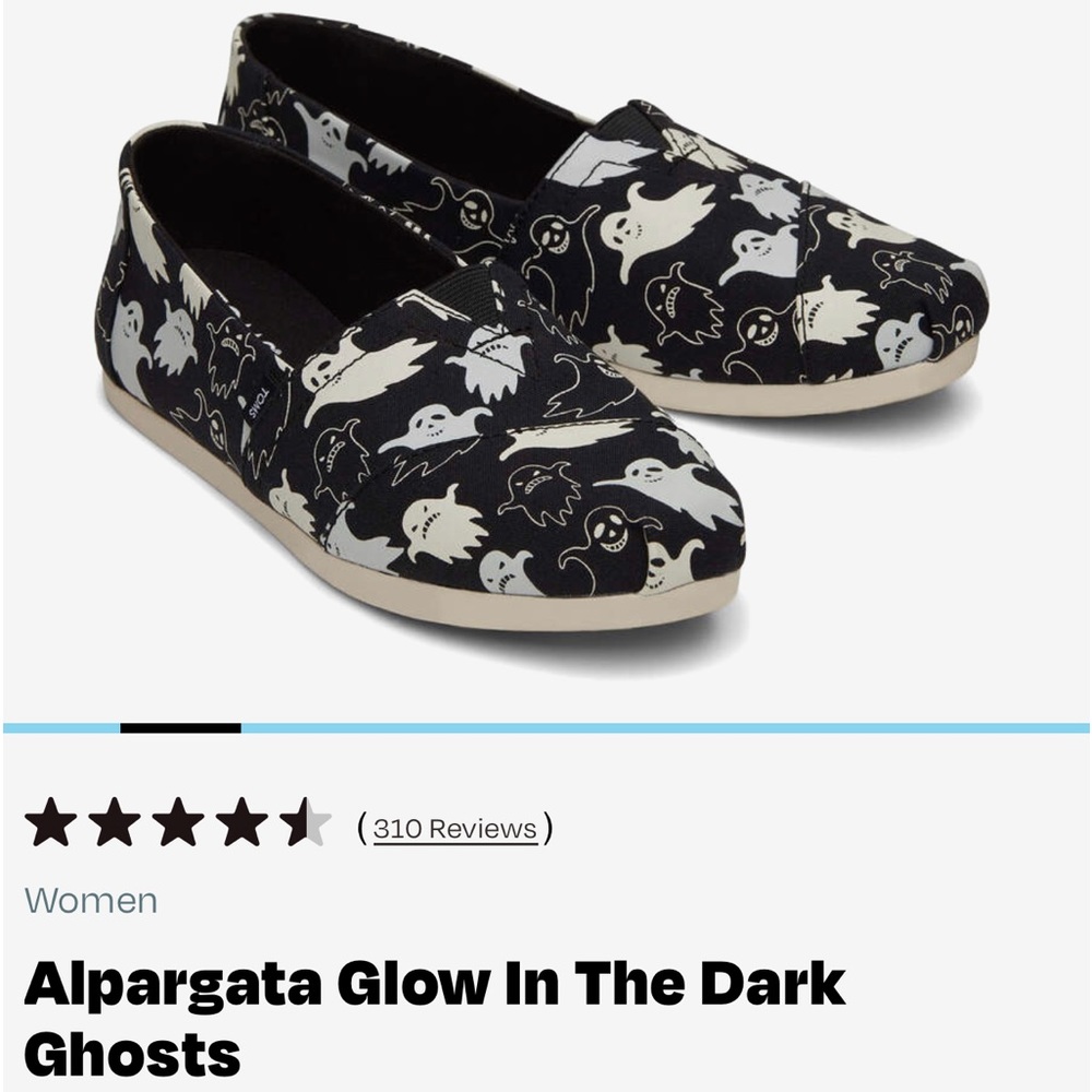 Tom’s Alpargata Glow in the Dark Ghosts size 6